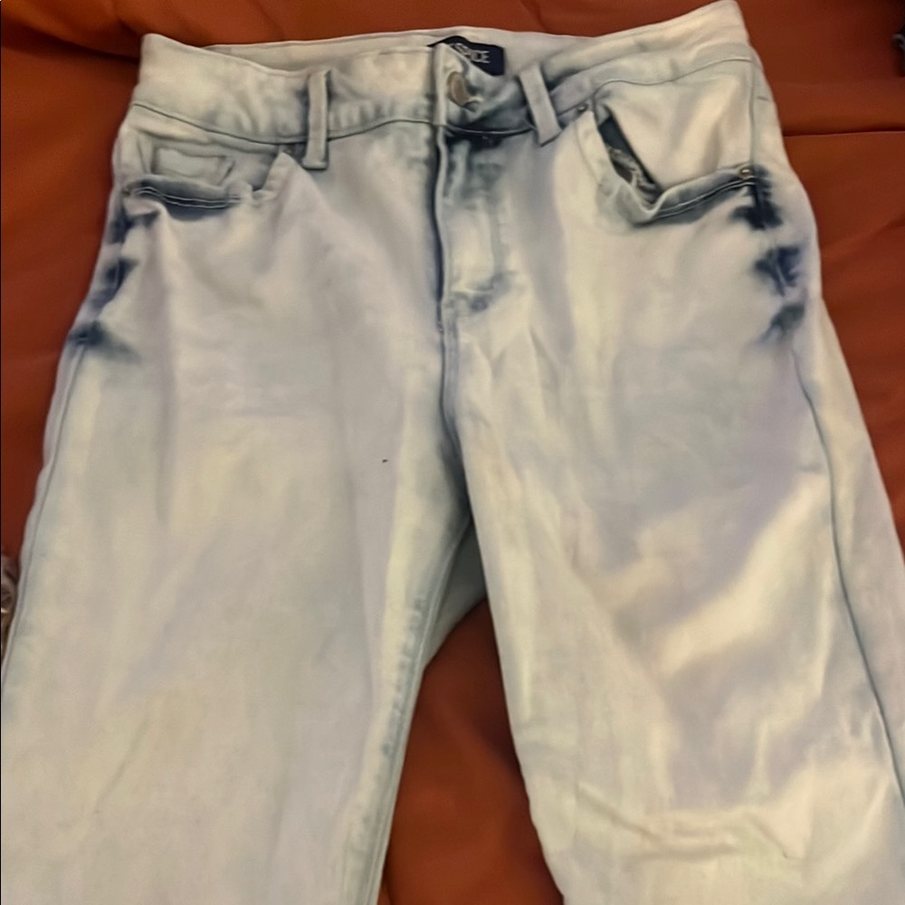 JCPenney Blue and White Straight Leg Jeans